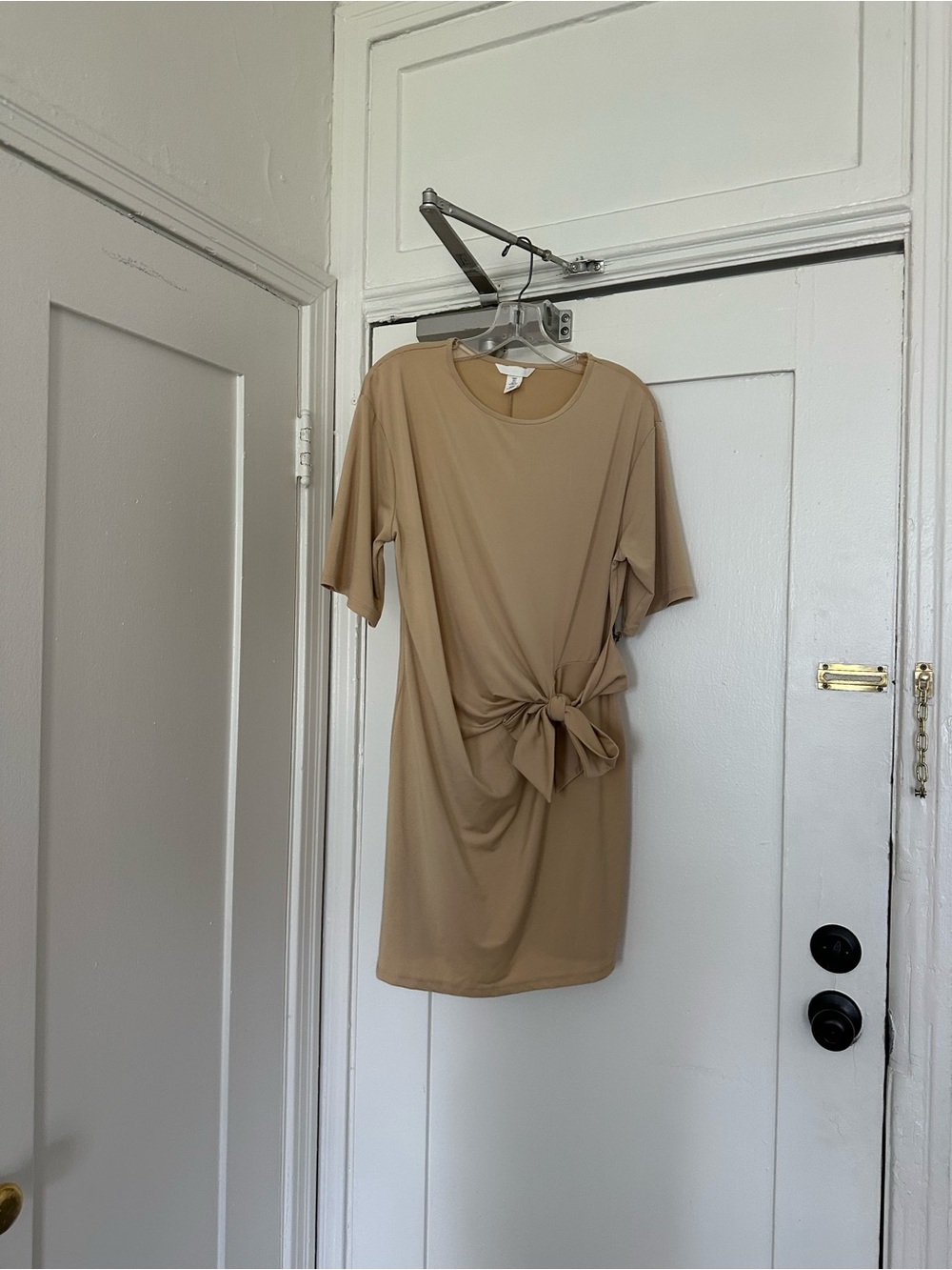 H&M Beige Knot-Tie Midi Dress